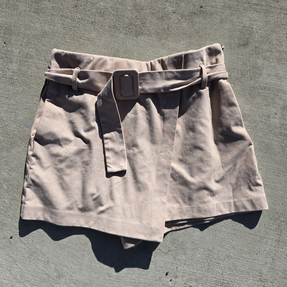 Zara Pale Pink Paperbag Waist Skort with Belt